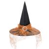 American Trends Women's Witch Hat, One Size, Steeple Lace Sequins Print Hat, Halloween Costume Accessories, Black, Orange, Purple view 3