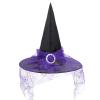 American Trends Women's Witch Hat, One Size, Steeple Lace Sequins Print Hat, Halloween Costume Accessories, Black, Orange, Purple view 4