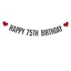 ABCpartyland Black Glitter Happy 75th Birthday Banner,75th Birthday Party Decorations Supplies, Pre-Strung,Letters Black,HAPPY 75TH BIRTHDAY view 1