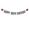 ABCpartyland Black Glitter Happy 100th Birthday Banner,100th Birthday Party Decorations Supplies, Pre-Strung,Letters Black,HAPPY 100TH BIRTHDAY view 1