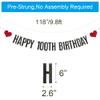 ABCpartyland Black Glitter Happy 100th Birthday Banner,100th Birthday Party Decorations Supplies, Pre-Strung,Letters Black,HAPPY 100TH BIRTHDAY view 2