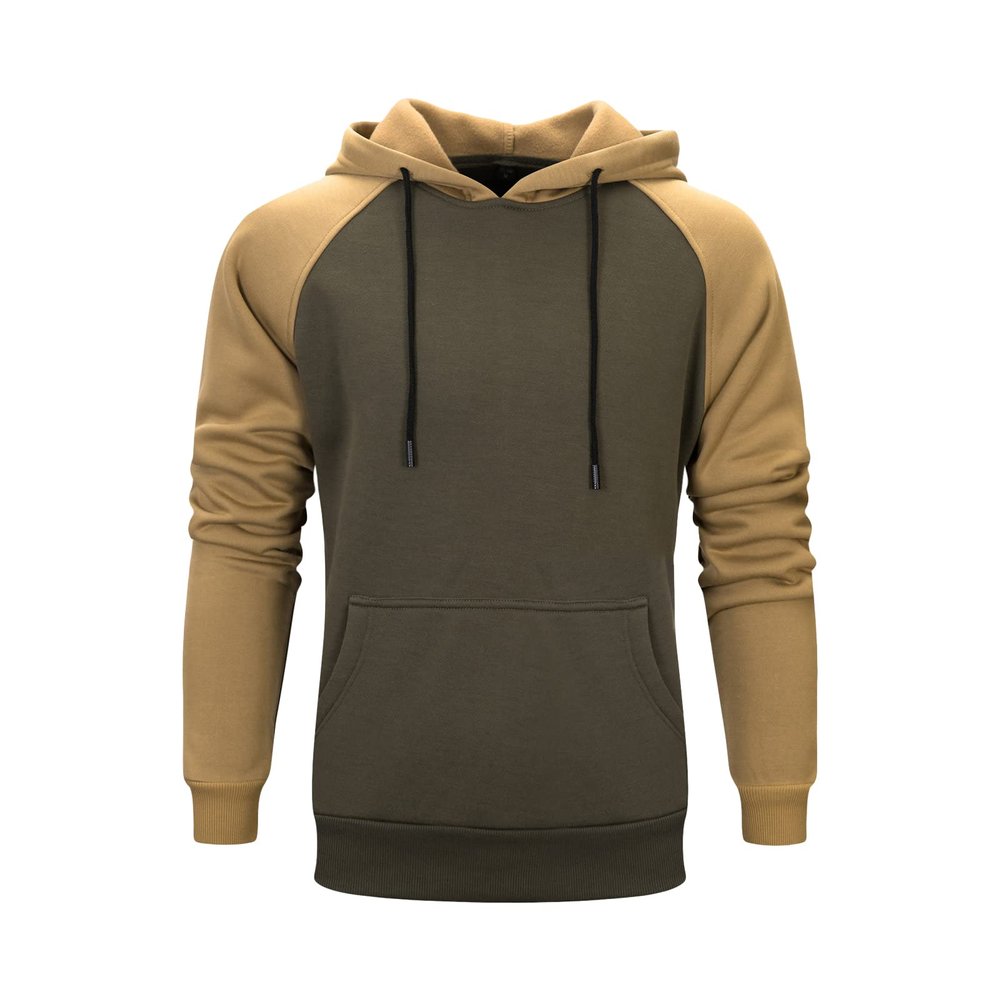 Maiyifu-GJ Men's Fleece Color Block Pullover Hoodies Slim Fit Drawstring Hooded Sweatshirt Casual Long Sleeve Gym Hoodie (Green,Large)