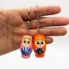 areclern Small Matryoshka Key Chains, Set of 3 Wood Cute Russian Nesting Dolls Keychains Decorative Gifts Random Color view 2