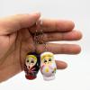 areclern Small Matryoshka Key Chains, Set of 3 Wood Cute Russian Nesting Dolls Keychains Decorative Gifts Random Color view 4