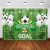 Avezano Soccer Party Backdrops Sports Themed Party Decorations Soccer Happy Birthday Wall Hanging Photo Background for Boys Birthday Party Banner Supplies 84 x 60 Inches Green view 1