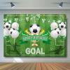Avezano Soccer Party Backdrops Sports Themed Party Decorations Soccer Happy Birthday Wall Hanging Photo Background for Boys Birthday Party Banner Supplies 84 x 60 Inches Green view 3