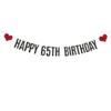 ABCpartyland Black Glitter Happy 65th Birthday Banner,65th Birthday Party Decorations Supplies, Pre-Strung,Letters Black,HAPPY 65TH BIRTHDAY view 1