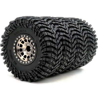 HOBBYSOUL -10mm Negative Offset 2.2 Beadlock Wheels and Tires, 5.0'' Tall tyre & 40mm Wide Rims for RC Mud Crawler All Terrain TRX4 Gen8 Capra Wraith Upgrades,HS701094