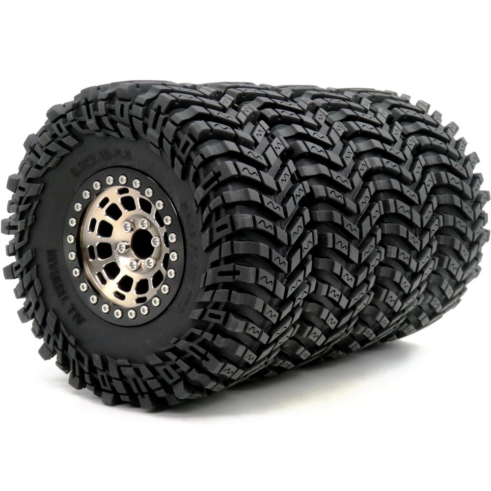 HOBBYSOUL -10mm Negative Offset 2.2 Beadlock Wheels and Tires, 5.0'' Tall tyre & 40mm Wide Rims for RC Mud Crawler All Terrain TRX4 Gen8 Capra Wraith Upgrades,HS701094