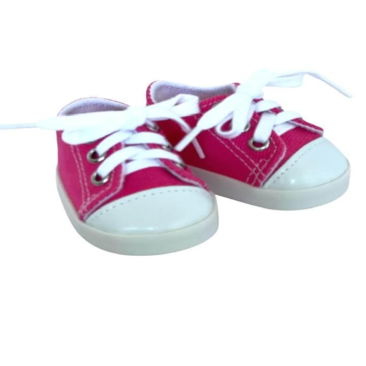 MBD Canvas Sneakers Doll Shoes Fits 18 Inch Dolls and Kennedy and Friends Girl and Boy Dolls- 18 Inch Doll Shoes (Tropical Pink)