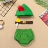 Baby Boys Toddler First 1st Birthday Outfit Boys Hood Hats with Feather Diaper Cover Bottom Belt Infant Santas Elf Cake Smash Photoshoot Green 3PCS 12-18 Months view 2