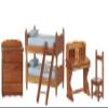 Melody Jane Dollhouse Walnut Bedroom Furniture Set with Bunk Bed & Desk Miniature 1:12 view 1