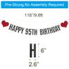 ABCpartyland Black Glitter Happy 95th Birthday Banner,95th Birthday Party Decorations Supplies, Pre-Strung,Letters Black,HAPPY 95TH BIRTHDAY view 2