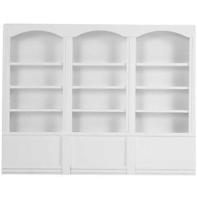 1:12 Scale Dollhouse Bookshelf (White), Miniature Wooden Bookcase Display Cabinet for Dollhouse Furniture, Collector's Decoration Accessory