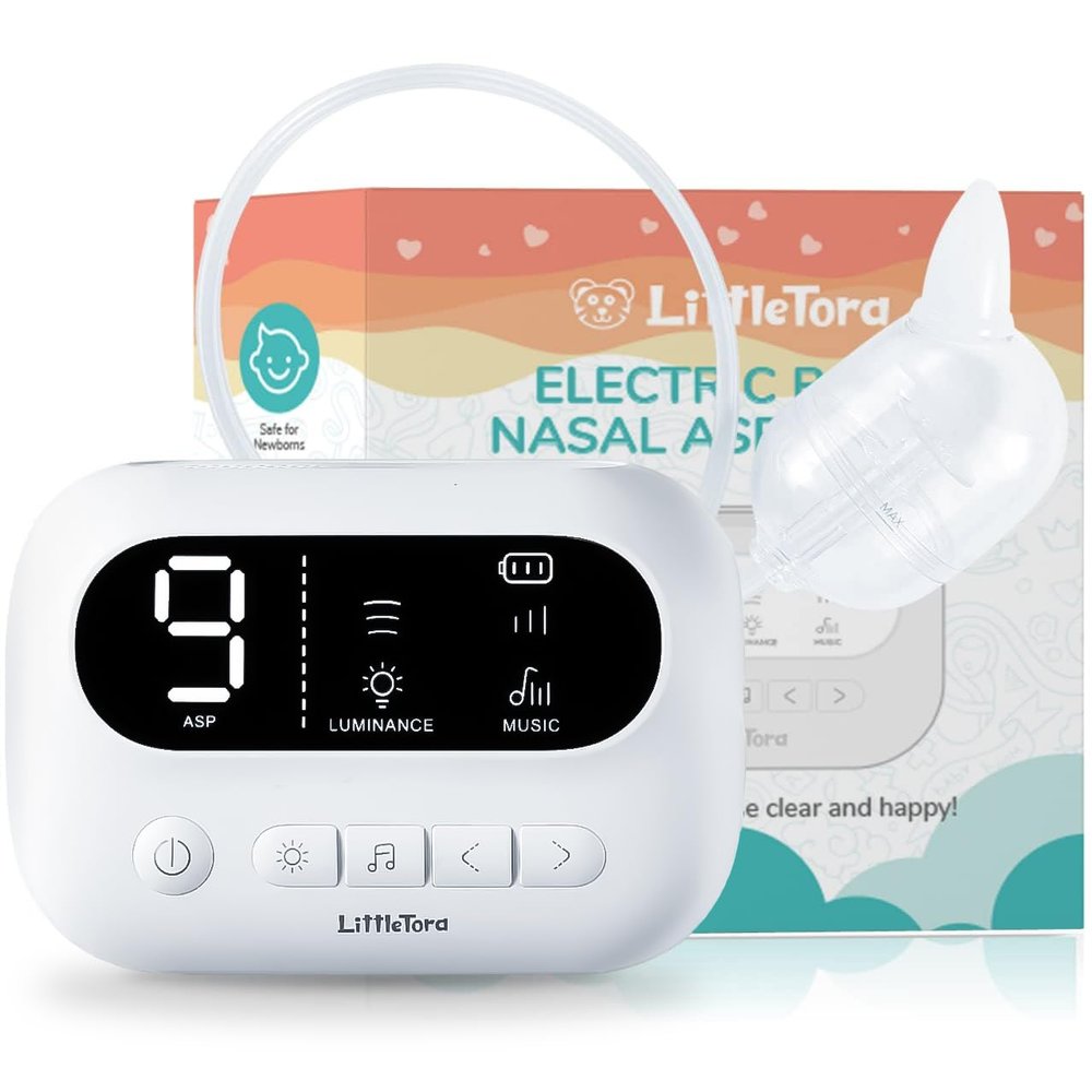 LittleTora Pro Baby Nasal Aspirator - Built-in Music & Night Light - Rechargeable Nose Booger Sucker for Infants Babies Kids Toddlers - Snot Removal