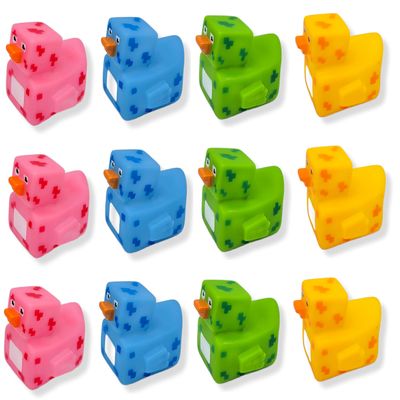 Cool Rubber Ducks (2") Standard Size. (12 Pack) Cute Duck Bath Tub Pool Toys. (Pixelated Robot Rubber Ducks)