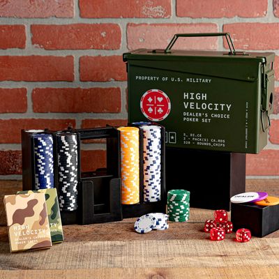 Klbs Titan LSO Poker Set, Tactile Box Contains The Ultimate Poker Set - Playing Cards, Poker Chips Set & More, Case and Set Also for Texas Holdem, Blackjack Plus, Groomsmen Gifts for Men (with Dice)