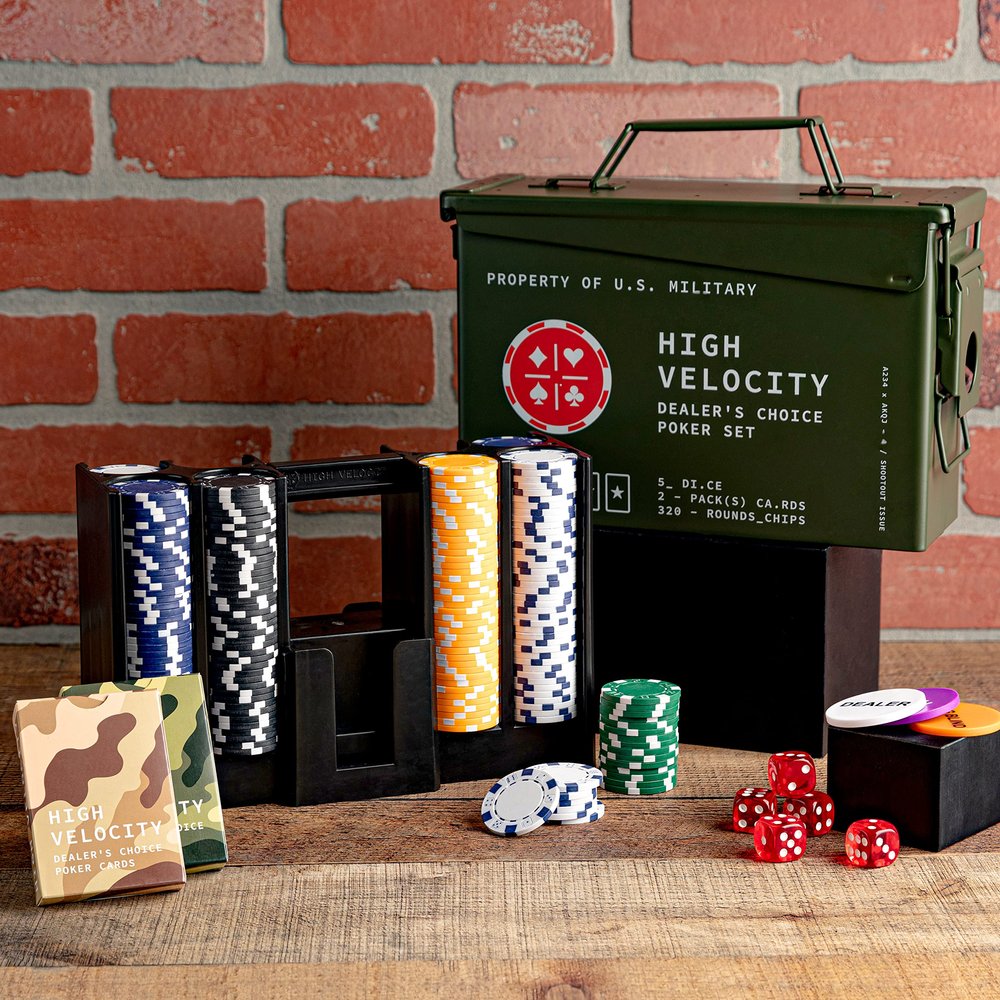 Klbs Titan LSO Poker Set, Tactile Box Contains The Ultimate Poker Set - Playing Cards, Poker Chips Set & More, Case and Set Also for Texas Holdem, Blackjack Plus, Groomsmen Gifts for Men (with Dice)