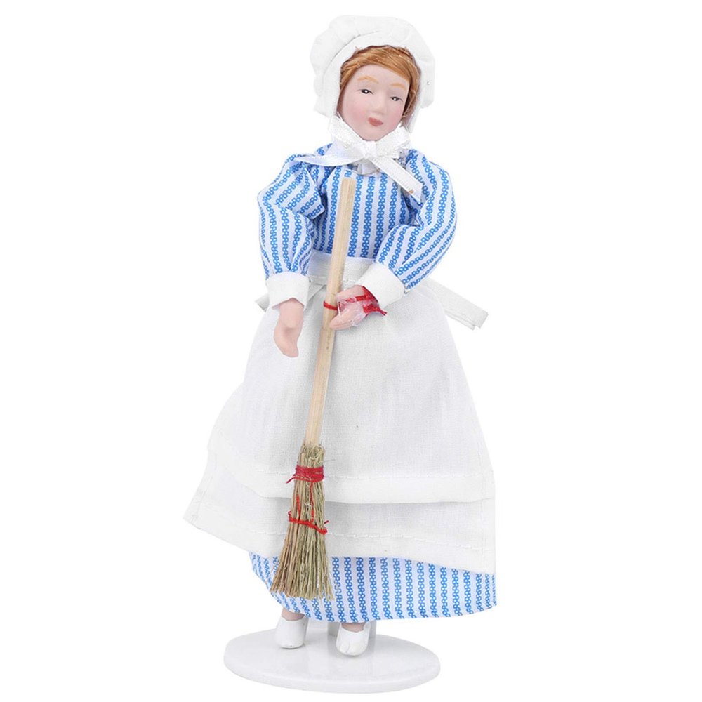 Doll People, Dollhouse Miniature Porcelain Doll Model Decoration Ornament with Stand for 1:12 Scale Doullhouse Buildings(Helper) Dolls and Toys