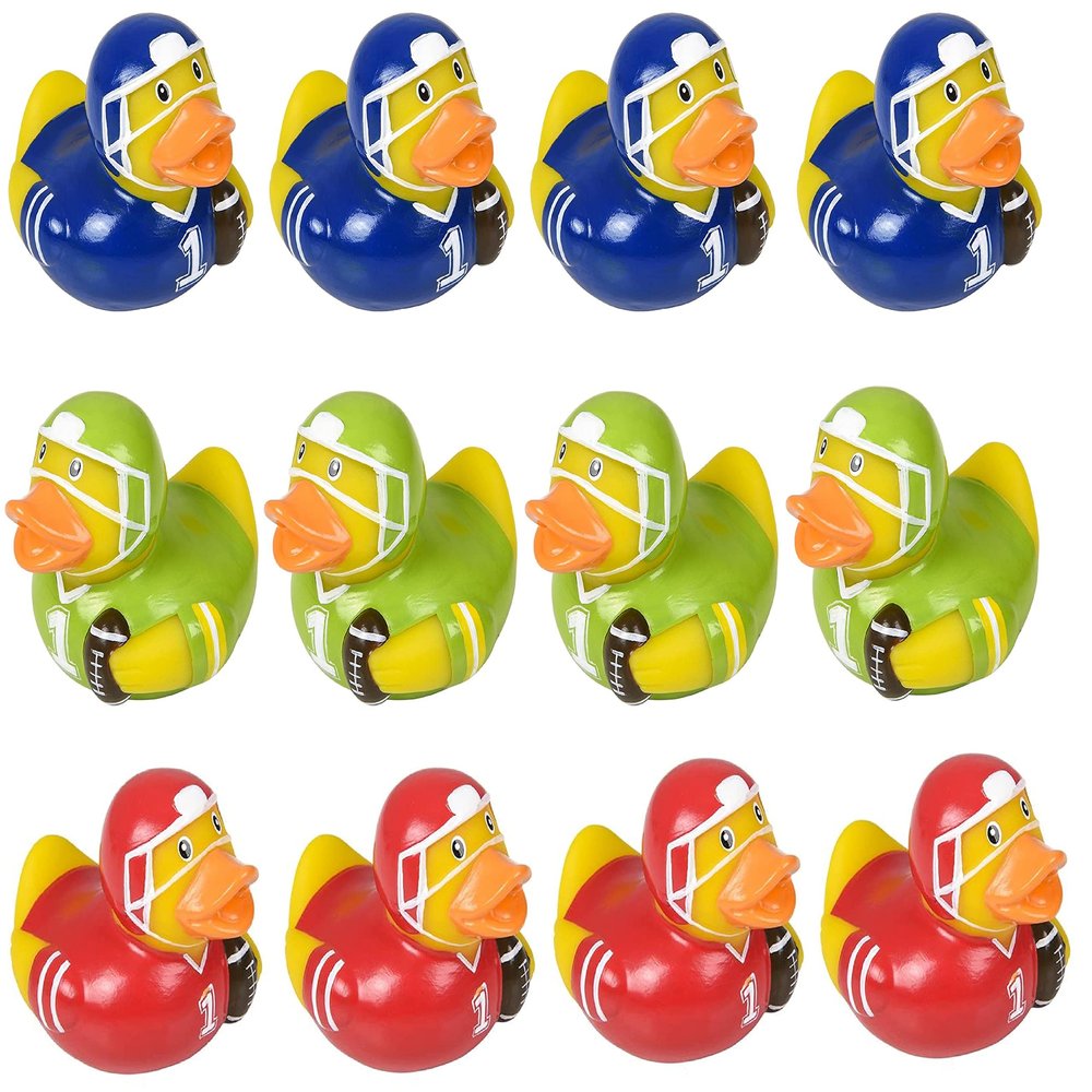 Cool Sport Themed Rubber Ducks (2") (12 Pack) Cute Duckies Bath Tub Pool Toys. (Football)