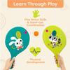 B. toys  Bounce & Play Paddle Set  Sports & Outdoor  Paddle Ball Game  2 Colorful Paddles & 1 Ball  Active Play for Kids, Toddlers  3+ Years view 3