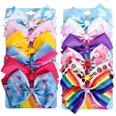 12 Pcs 5 Inch Hair Bows for Girls,Colorful Rainbow Heart Girls Hair Bows Grosgrain Ribbon Hair Bow With Alligator Clips for Toddlers Little Girl Children Kids Teens