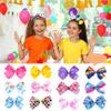 12 Pcs 5 Inch Hair Bows for Girls,Colorful Rainbow Heart Girls Hair Bows Grosgrain Ribbon Hair Bow With Alligator Clips for Toddlers Little Girl Children Kids Teens view 3