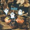 24 Pack Glitter Halloween Ghost Cupcake Toppers - Baby Shower Decor Gender Reveal Decorations (Blue) view 4