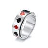 Poker Spinner Ring for Men Women Aces Spade Playing Cards Rotable Fidget Rings Relieve Stress Titanium Stainless Steel Rings Gold Silver Black view 1
