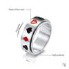Poker Spinner Ring for Men Women Aces Spade Playing Cards Rotable Fidget Rings Relieve Stress Titanium Stainless Steel Rings Gold Silver Black view 4