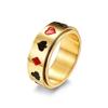 Poker Spinner Ring for Men Women Aces Spade Playing Cards Rotable Fidget Rings Relieve Stress Titanium Stainless Steel Rings Gold Silver Black view 1