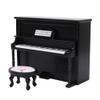 1:12 Mini Upright Piano, Miniature Dollhouse Piano with Stool Doll House Mini Piano Model Toy Furniture Black view 1