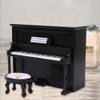 1:12 Mini Upright Piano, Miniature Dollhouse Piano with Stool Doll House Mini Piano Model Toy Furniture Black view 4