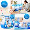 3 in 1 Kids Play Tent with Play Tunnel, Ball Pit, Toddler Pop Up Playhouse Toy for Baby Indoor Outdoor view 4