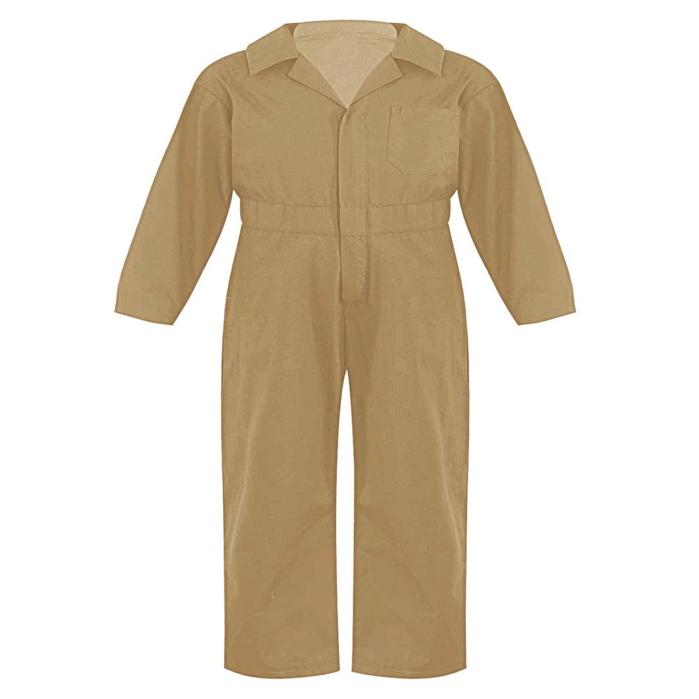 Jhaoyu Kids Boys Mechanic Coverall Cotton Long Sleeve Cargo Jumpsuit Casual Daily Wear Khaki 14 Years