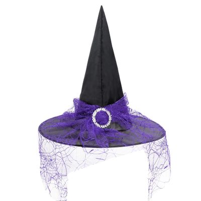 Zando Kids Witch Hat for Women Girls Halloween Party Decoration - Purple Lace Witches Hat for Outdoor Hanging - One Size