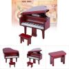 Mini Simulation Wooden Grand Piano with Stool for 1:12 Doll House Furniture and Accessory Red Doll Accessories view 3