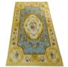 112 Scale Victorian Style Blue Light Gold Aubusson Design Miniature Rug Red Pink Roses view 1