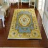 112 Scale Victorian Style Blue Light Gold Aubusson Design Miniature Rug Red Pink Roses view 2