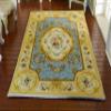 112 Scale Victorian Style Blue Light Gold Aubusson Design Miniature Rug Red Pink Roses view 3