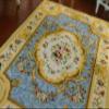 112 Scale Victorian Style Blue Light Gold Aubusson Design Miniature Rug Red Pink Roses view 4