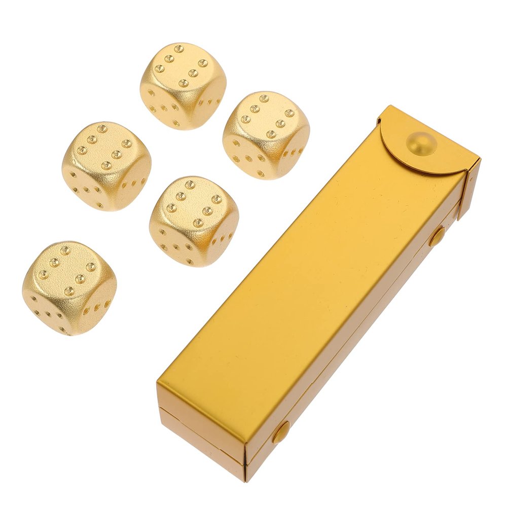 SEWACC Metal Dice Set Aluminum Alloy Lightweight 6-Sided Dice for Party Games Drinking Game Accessories 0.7 Inch Gold for Festive Celebrations Ktv