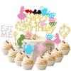 25 PCS Magic Alice Cupcake Toppers Alice Happy Birthday Cake Topper Glitter Bowl Key Fairy Poker Clock Eat Me Cupcake Picks for Alice Theme Birthday Tea Party Cake Decorations Supplies view 1