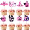 28 PCS Halloween Cupcake Toppers with Witch Hat Bat Castle Ghost Pumpkin Cupcake Picks Little Boo Cake Decorations for Halloween Theme Birthday Party Supplies view 1