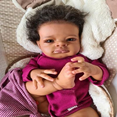 Pinky Lifelike Reborn Baby Dolls Black 20 Inch Baby Soft Body Realistic Newborn Baby Dolls African American Real Life Baby Dolls Cloth Body Doll Toy Gift for Kids Age 3+