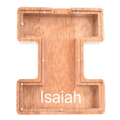 Custom Name Piggy Banks Kid, Personalized Letter Piggy Bank, Wooden Alphabet Money Bank, Gifts For Boy Girl Christmas Birthday New Year's Day (I)