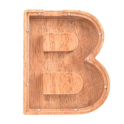Custom Name Piggy Banks Kid, Personalized Letter Piggy Bank, Wooden Alphabet Money Bank, Gifts For Boy Girl Christmas Birthday New Year's Day (B)