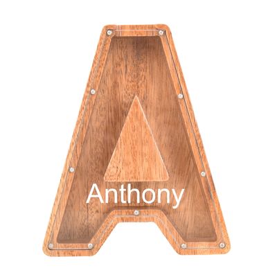 Custom Name Piggy Banks Kid, Personalized Letter Piggy Bank, Wooden Alphabet Money Bank, Gifts For Boy Girl Christmas Birthday New Year's Day (A)