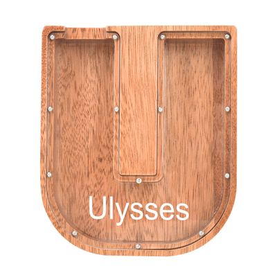 Custom Name Piggy Banks Kid, Personalized Letter Piggy Bank, Wooden Alphabet Money Bank, Gifts For Boy Girl Christmas Birthday New Year's Day (U)