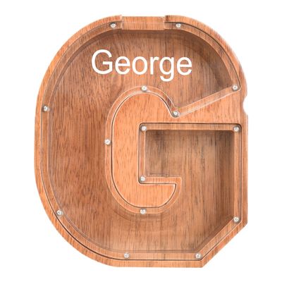 Custom Name Piggy Banks Kid, Personalized Letter Piggy Bank, Wooden Alphabet Money Bank, Gifts For Boy Girl Christmas Birthday New Year's Day (G)